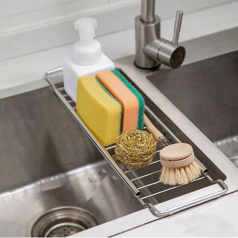 🇲🇾💥Adjustable Stainless Steel Sink Drain Rack Dish Drying Rack Bowl ...