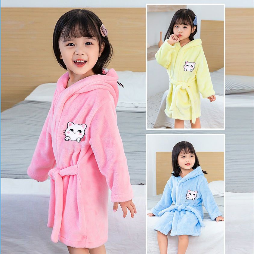 Ready Stock Baby Bath Towels Children Bathrobes Flannel Large Home