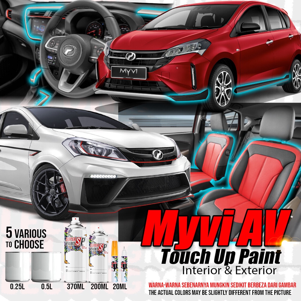 Perodua MYVI Touch Up Paint Car Bumper Black Spot Rim Black 2 IN 1 Touch Up Repair Scratches DIY