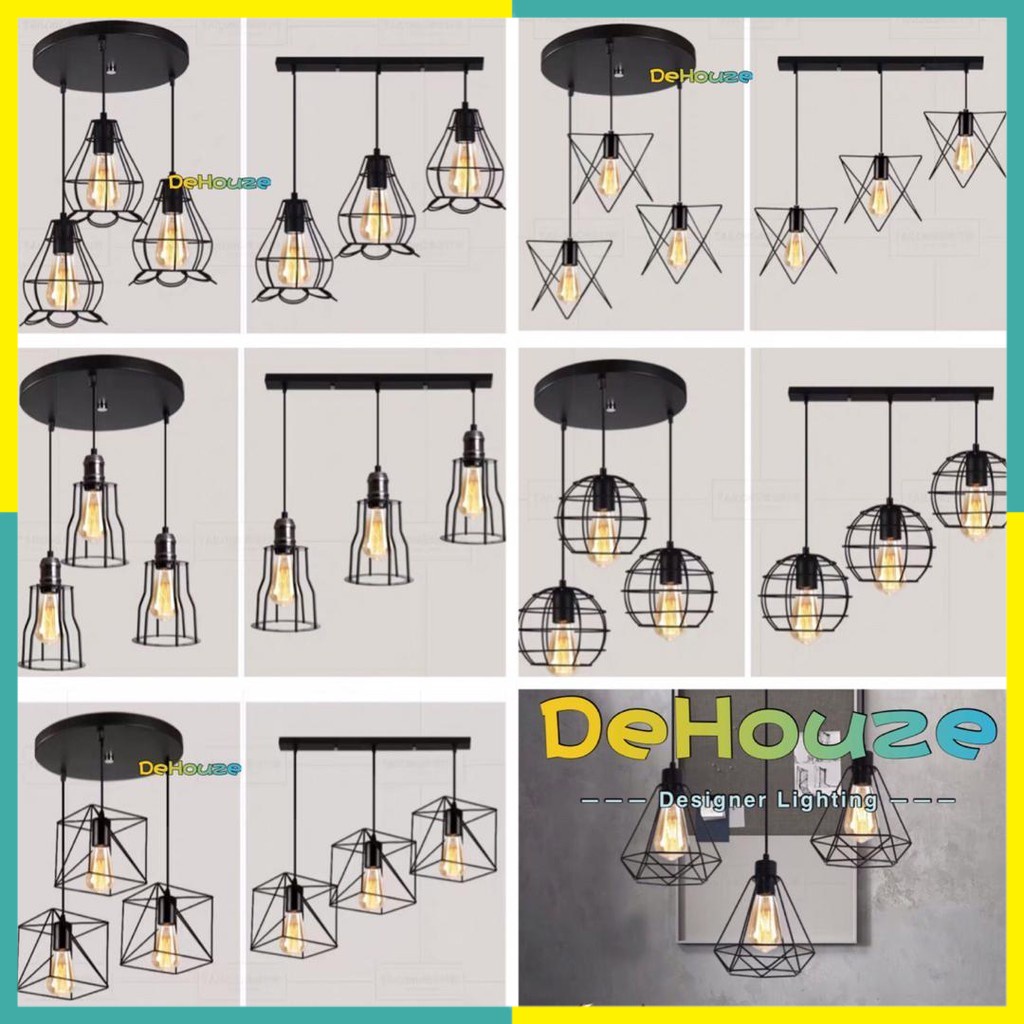 🇲🇾 DeHouze Loft Pendant Light Retro Ceiling Lamp Nordic Design Lampu ...