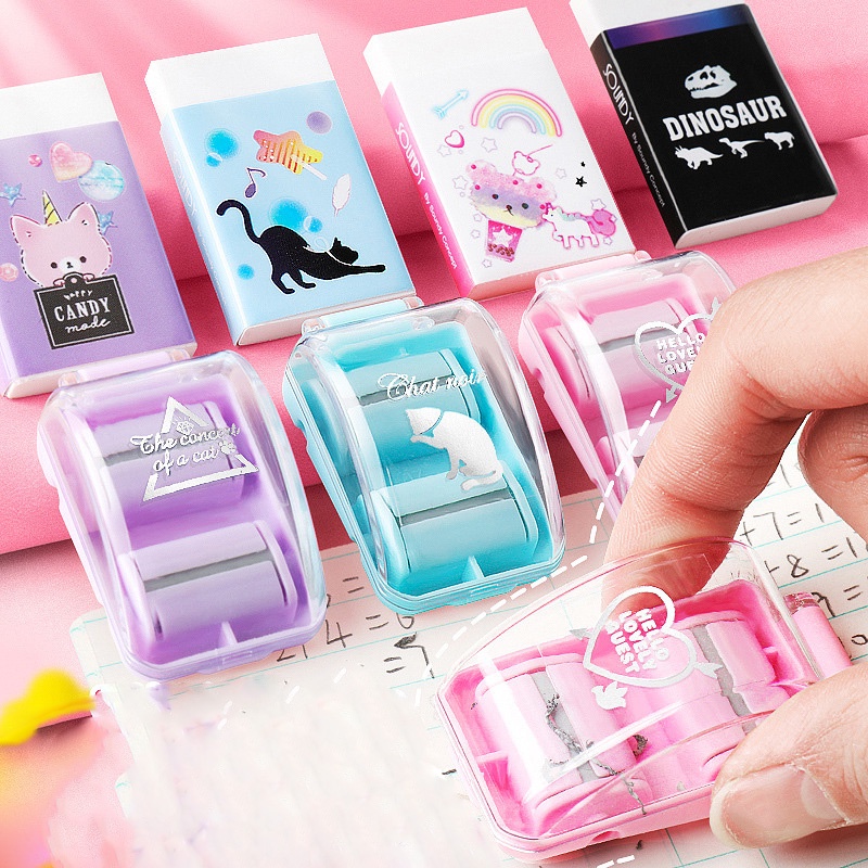 Mini Car Shaped Eraser Dust Collector Roller Desktop Cleaner Student