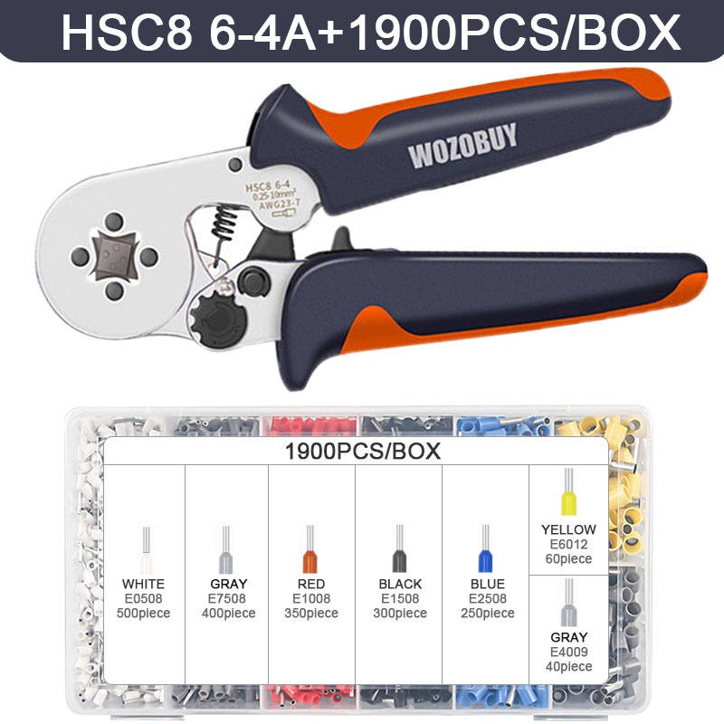 Ferrule Crimping Tool Kit, WOZOBUY HSC8 6-6A/6-4A Self-adjustable ...