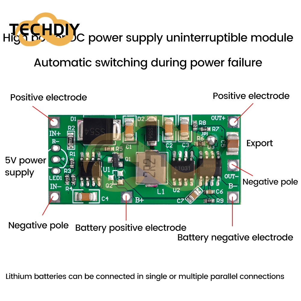 DC UPS 5V 12V 15W Uninterrupted Charging Module 18650 Lithium Battery ...