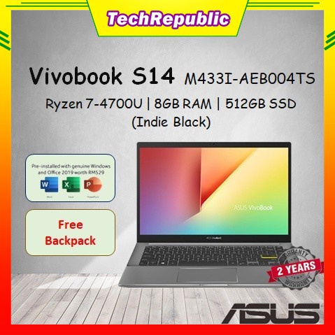 Asus VivoBook 14 M433I-AEB004TS 14'' FHD Laptop Black ( Ryzen 7 4700U ...