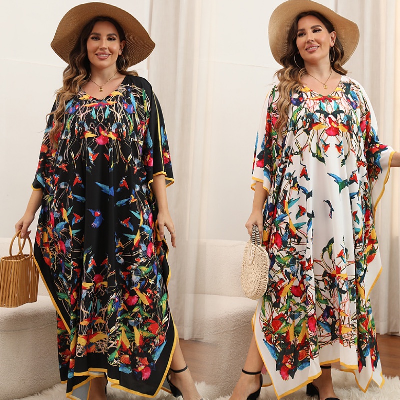 Plus Size Dress Beach kaftan Bohemian Vacation Robe Bikini Sun