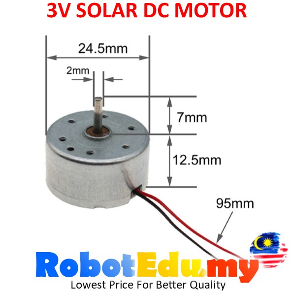 DC 3V (Rated) 1500RPM Mini 300 Solar Panel Sunlight Power Motor 1.5V 5V 6V 9V Low Noise Small Round Toy Toys DIY