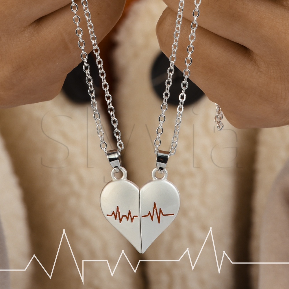 Women Men Romantic Electrocardiogram Love Magnetic Pendant Necklace Ladies Simple Couple Necklaces Elegant Clavicle Necklace Girls Chain Necklace Girlfriends Gifts Shopee Malaysia