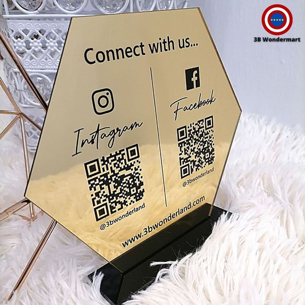 Custom Acrylic Plaque for Business, Party, Decoration Scan QR Code Plak