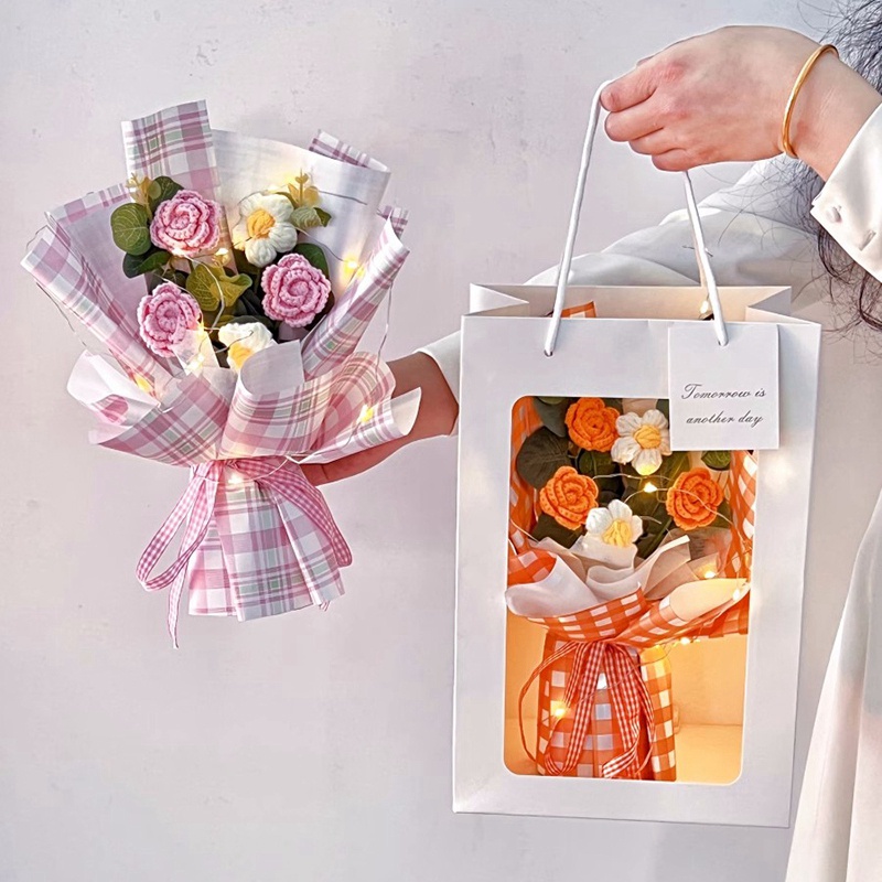 Rose Crochet Flower Bouquet Small Cute Flower Artificial Flowers