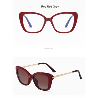 Vintage Square Polarized Sunglasses Women 2 In 1 Clip On Driving Sun Glasses  Anti Blue Light Glasses Frame TR90 Magnetic Eyewear