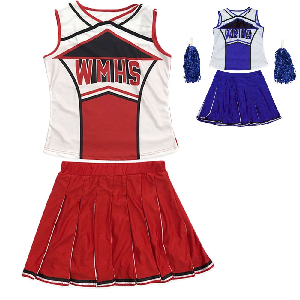 Cheerleader Cosplay Costume Dance Costumes for Girls Top Skirts Pleated