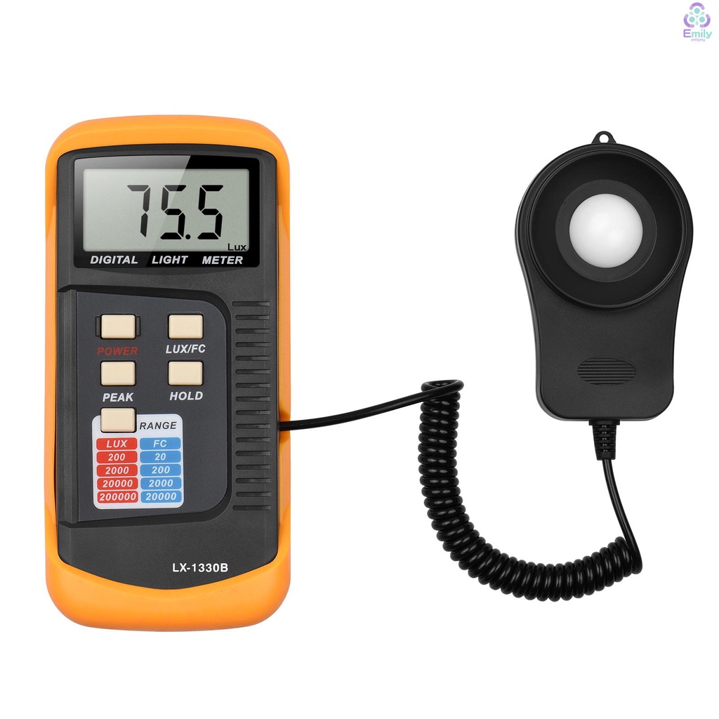 Digital Illuminance Light Meter Manual Range 200 to 200,000 Lux LCD