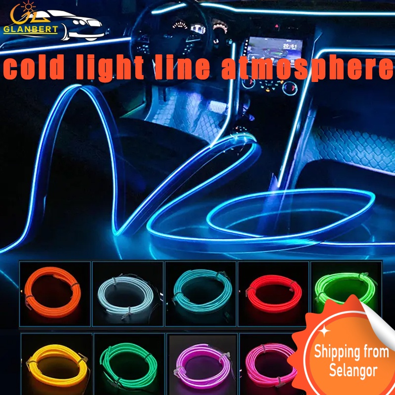 【Ready Stock】 5Meters Flexible Neon Light EL Wire Rope Car Interior Decorative Atmosphere
