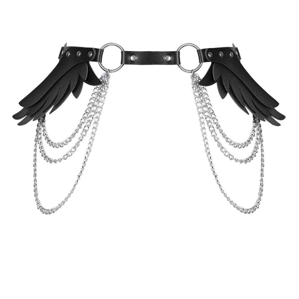 LUCKY-EBINLANDS Women's Body Harness, Angel Wings PU Leather Goth Belt