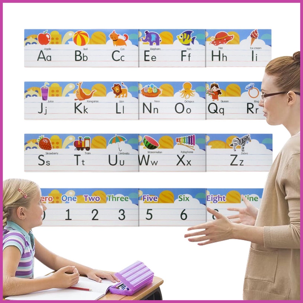 Alphabet Poster Chart Wall Alphabet Chart ABC Number Line Manuscript ...