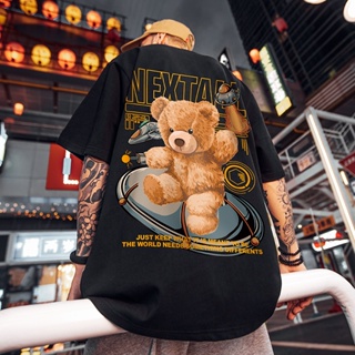 Short-sleeved T-shirt men's fashion trend Europe and America high street  bear half sleeve in summer plus size men's half sleeve