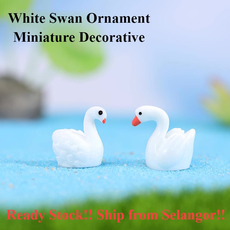 White Mini Swan Garden Ornament Miniature Figurine Plant Pot Fairy ...