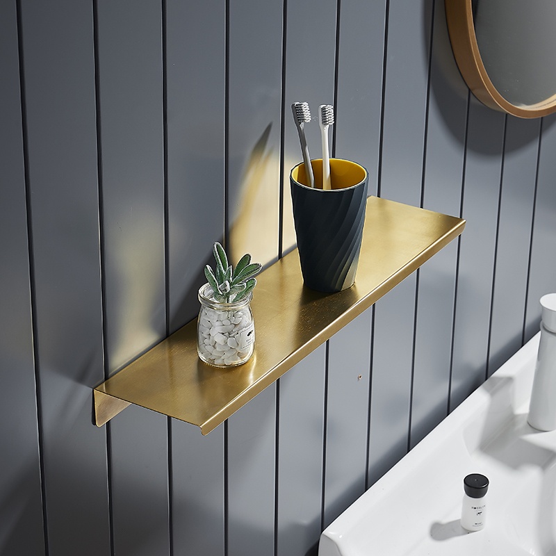 Light Luxury Hotel NailFree Gold Bathroom Shelf Partition Storage Rack