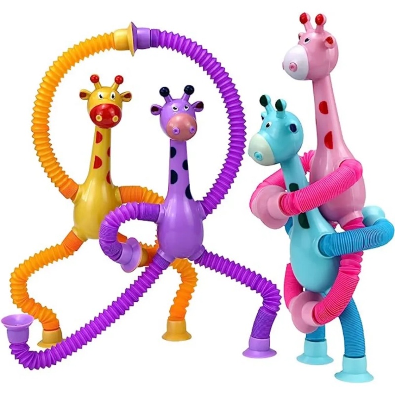 Children Suction Cup Toys Pop Tubes Stress Relief Telescopic Giraffe