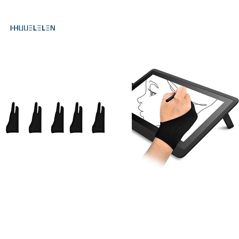 5 Pack Artist Gloves for Tablet Digital Drawing Glove Two Fingers Thicken Palm Rejection Glove