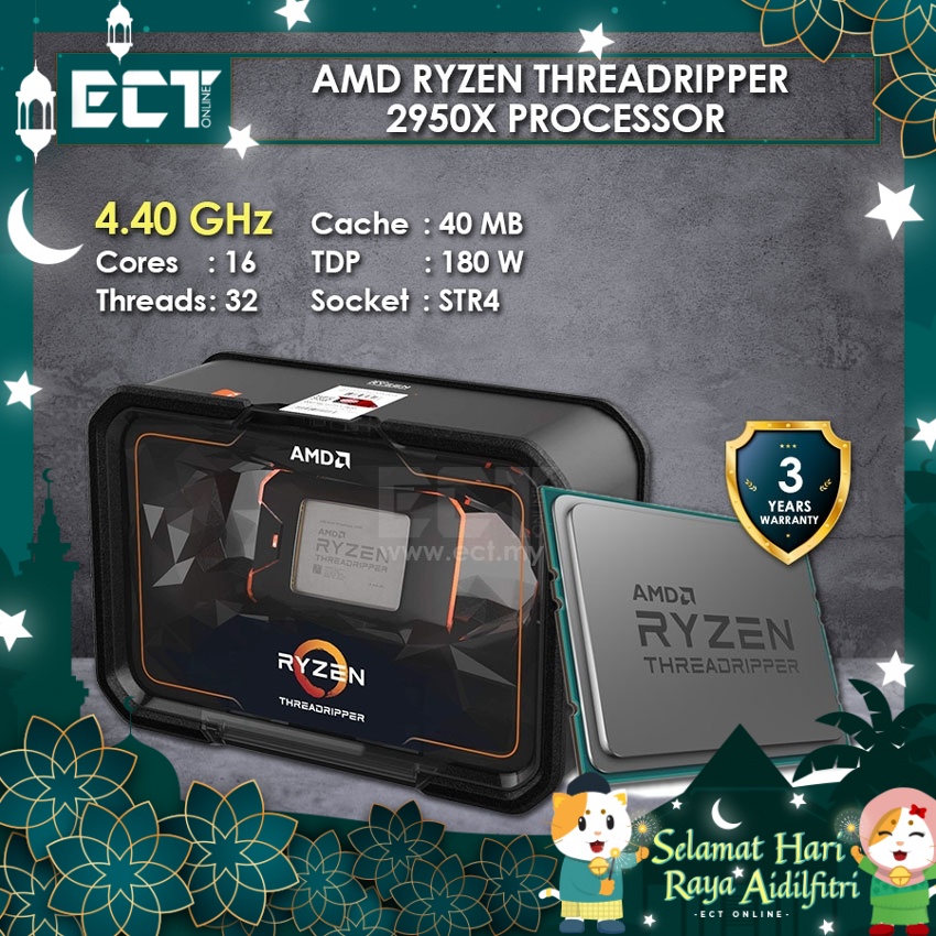 AMD Ryzen Threadripper 2950X Desktop Processor (4.40GHz,12 Cores,40MB ...