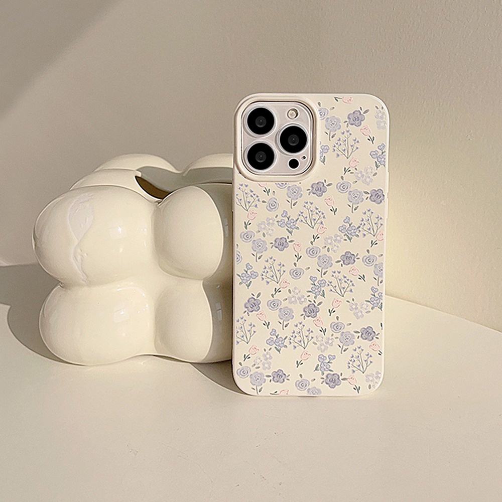 INS Purple Flower Floral Casing iPhone 11 Glossy Phone Case Compatiable