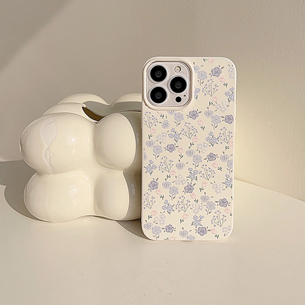 INS Purple Flower Floral Casing iPhone 11 Glossy Phone Case Compatiable ...