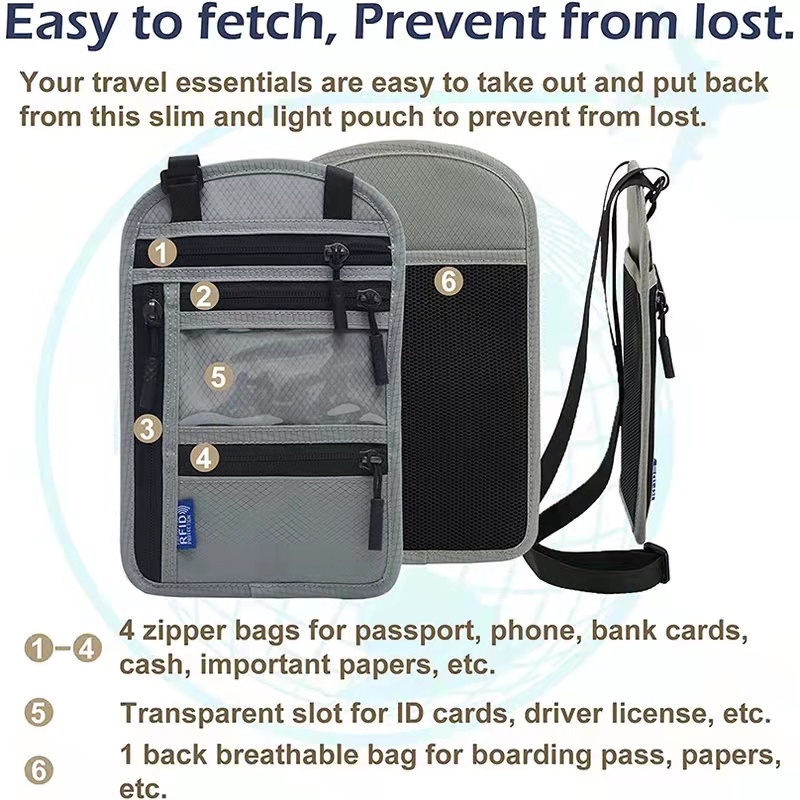 [READY STOCK]Neck Wallet RFID Blocking Passport Holder Wallet Waterproof Multifunctional