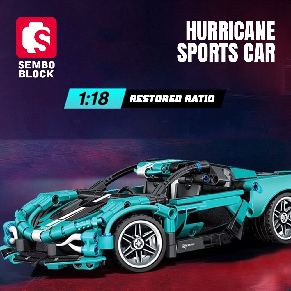 Sembo Block 701054 Technique Blue Racing Car Transport Sport Vehicle ...
