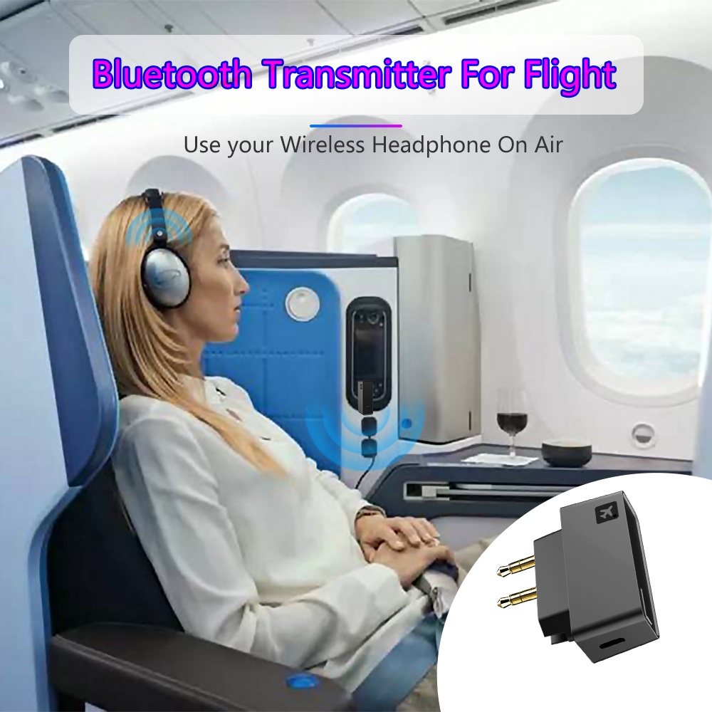 Bluetooth 5.0 Airplane Airline Flight Adapter A2DP Wireless