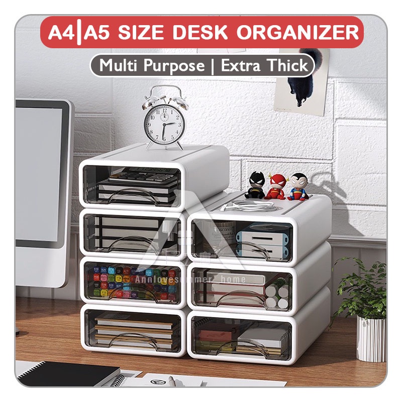 【𝗔𝗦𝗛】Muji White/Colour 🔥Stackable Desk organizer Table Desktop Drawer ...