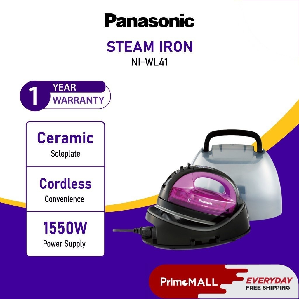 Panasonic Ni Wl41 Cordless Steam Iron 1550w Ni Wl41vsk Carry Case Ceramic Soleplate Detachable