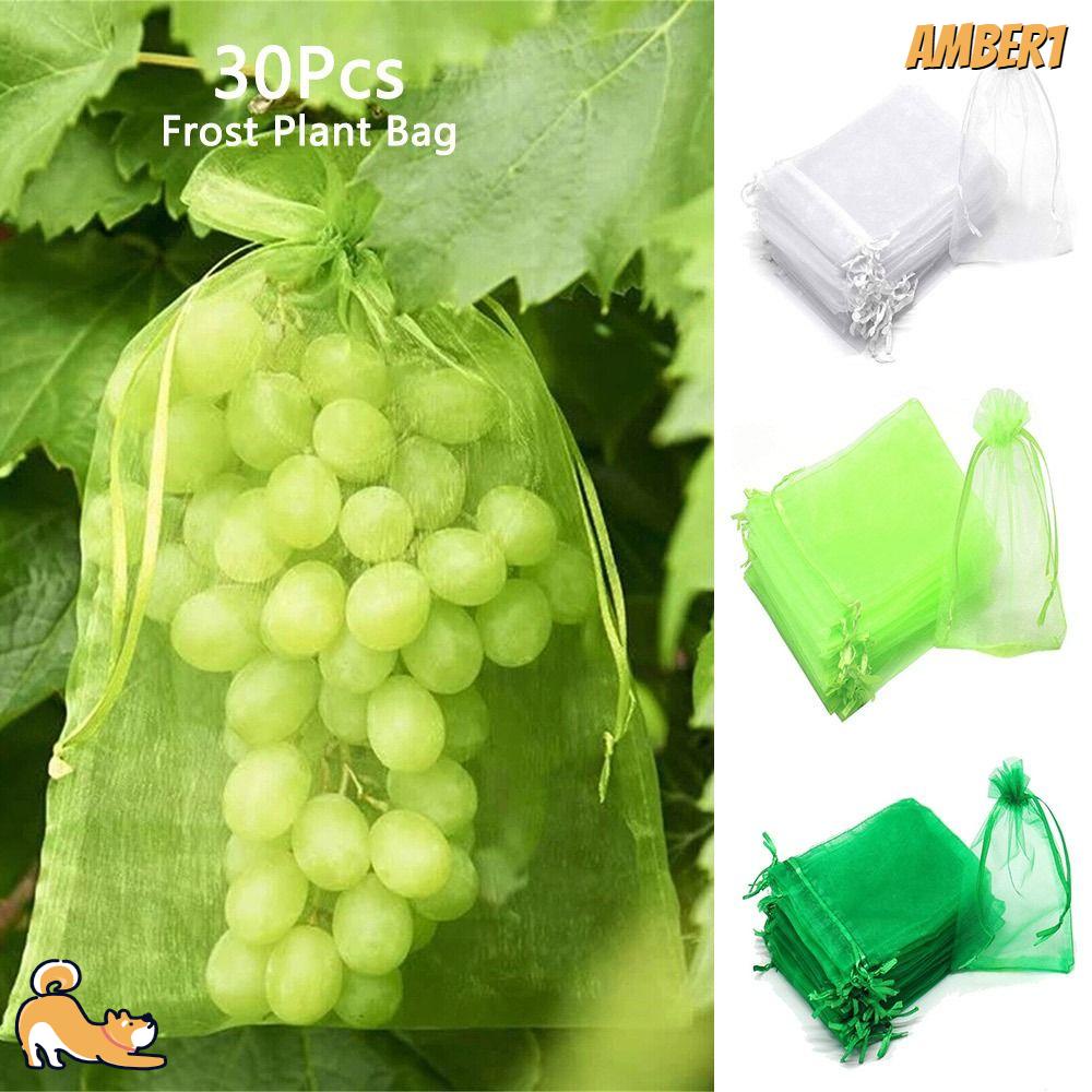 AMBER1 30Pcs Fruit Net Bags Nylon Garden Tools Planter Grow Bags Fruit Protection Anti Insect