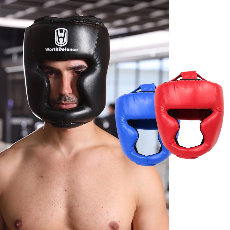 ZHENGTU Boxing Headgear - MMA Training Helmet With Adjustable Straps, Open Ear Design (Black/Gold/White)