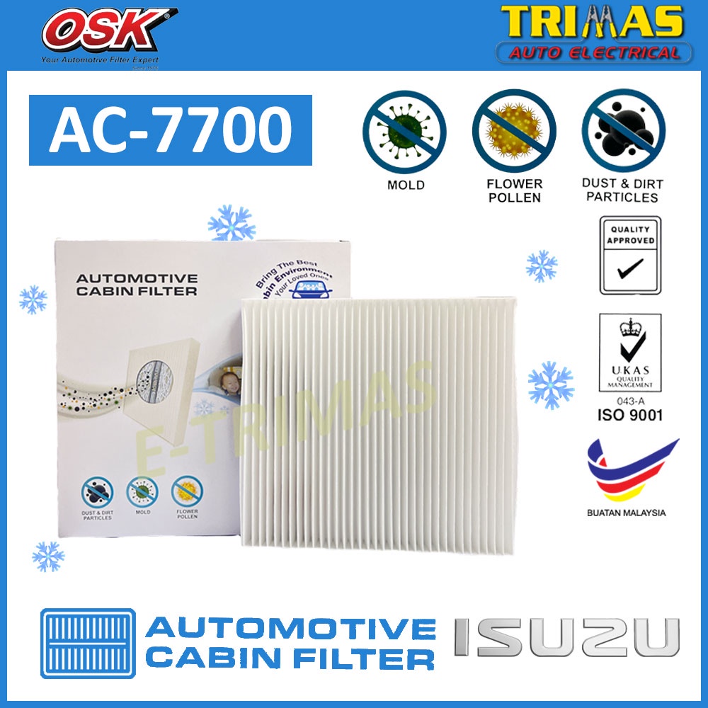 OSK Cabin Filter Isuzu D-Max DMax RT50 RT80 RT85 2013-Present Penapis ...