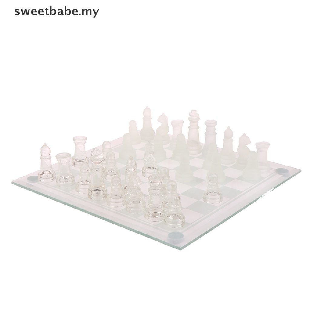 SWEETBABE 1Set Craft Crystal Glass Chess Set Acrylic Chess Board Anti ...