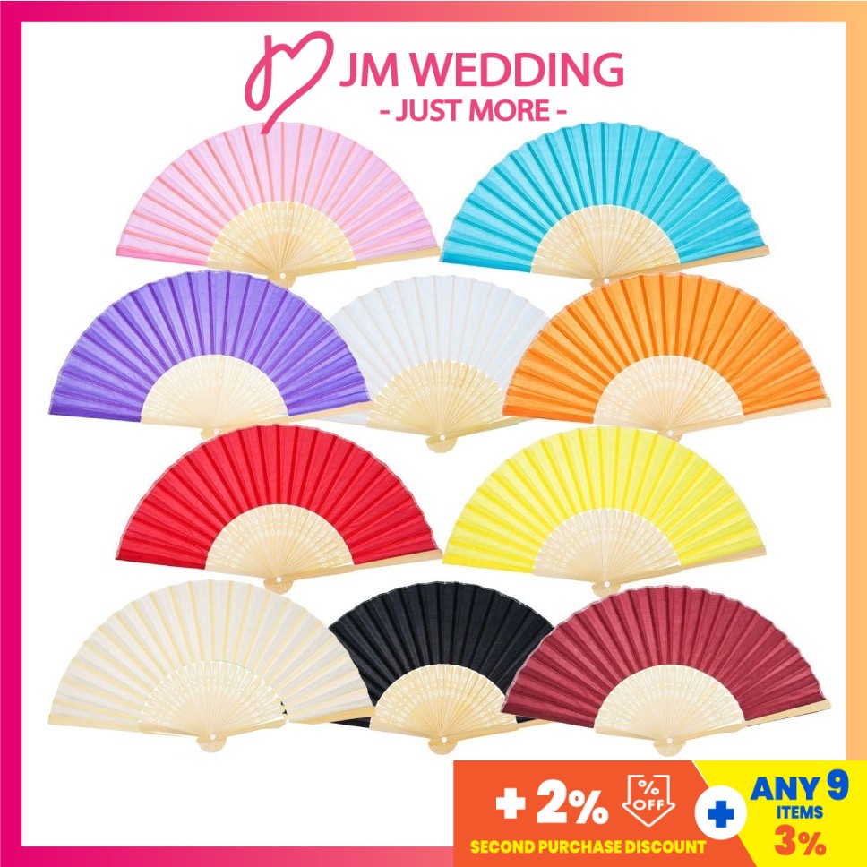 [MY]Silk Hand Fans/Fabric Craft Fan Kipas Tangan Murah Buluh Kain