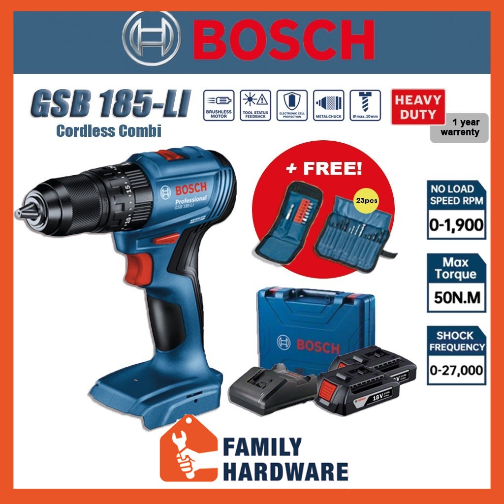 BOSCH GSB 185-LI 18V Professional Cordless Impart Drill Hammer Drill ...