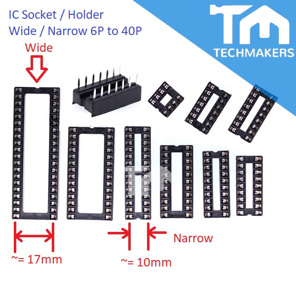 Pin IC Holder DIP IC Socket Wide / Narrow (24P - 40P) IC Logic Gate ...