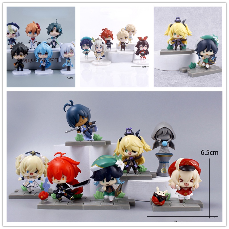 6/7/Pcs Set Genshin Impact Klee Aether Lumine Ganyu Qiqi Action Figure ...