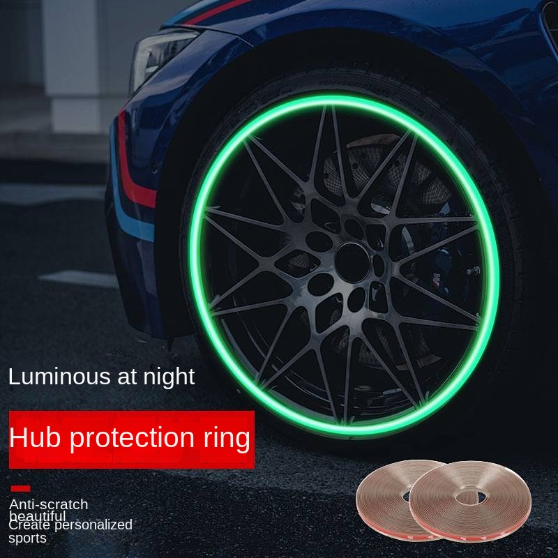 Car Electric Car Universal Luminous Wheel Stickers Guard Circle Bumper ...
