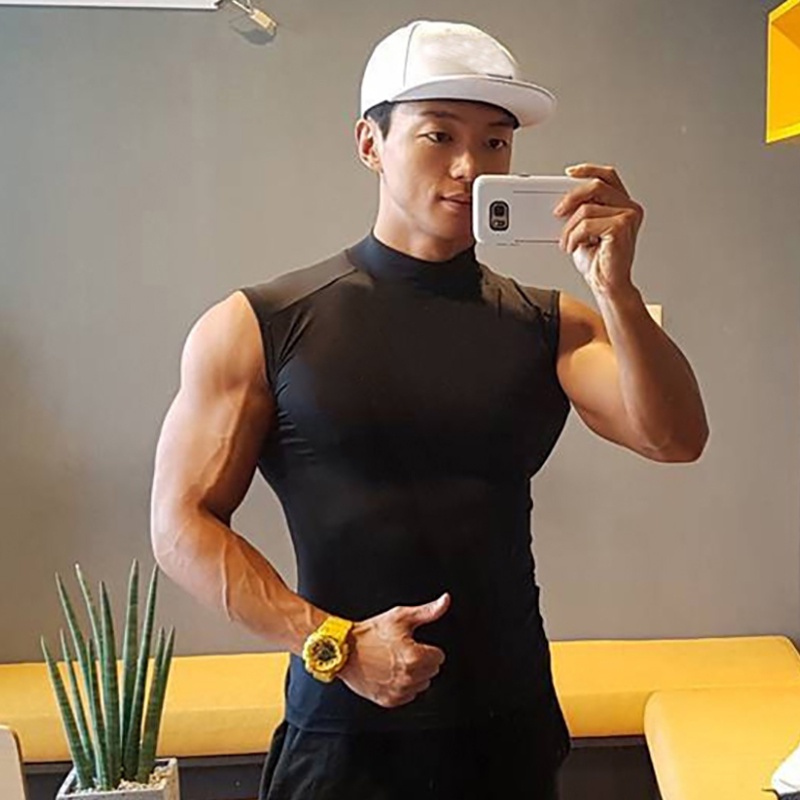Compression Shirt Fitness Tank Top Men Gym Sleeveless Vest Bodybuilding ...