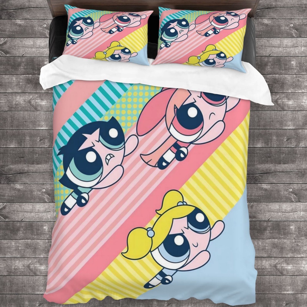 3 in 1 The Powerpuff Girls 3-Piece Bed Sheets Set 3D Print Cartoon ...