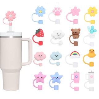 8 PCS Cute Silicone Straw Covers Cap Reusable Silicone Leak