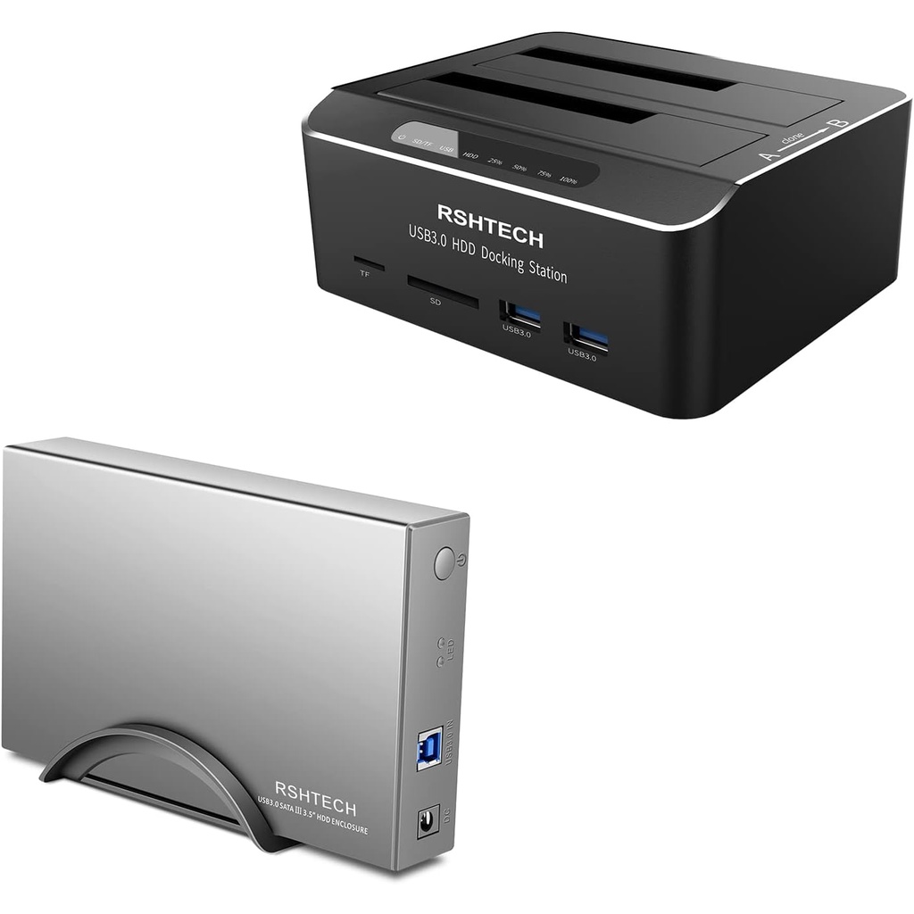 3.5 inch Aluminum SATA Hard Drive Enclosure + SATA Dual Bay Hard Drive