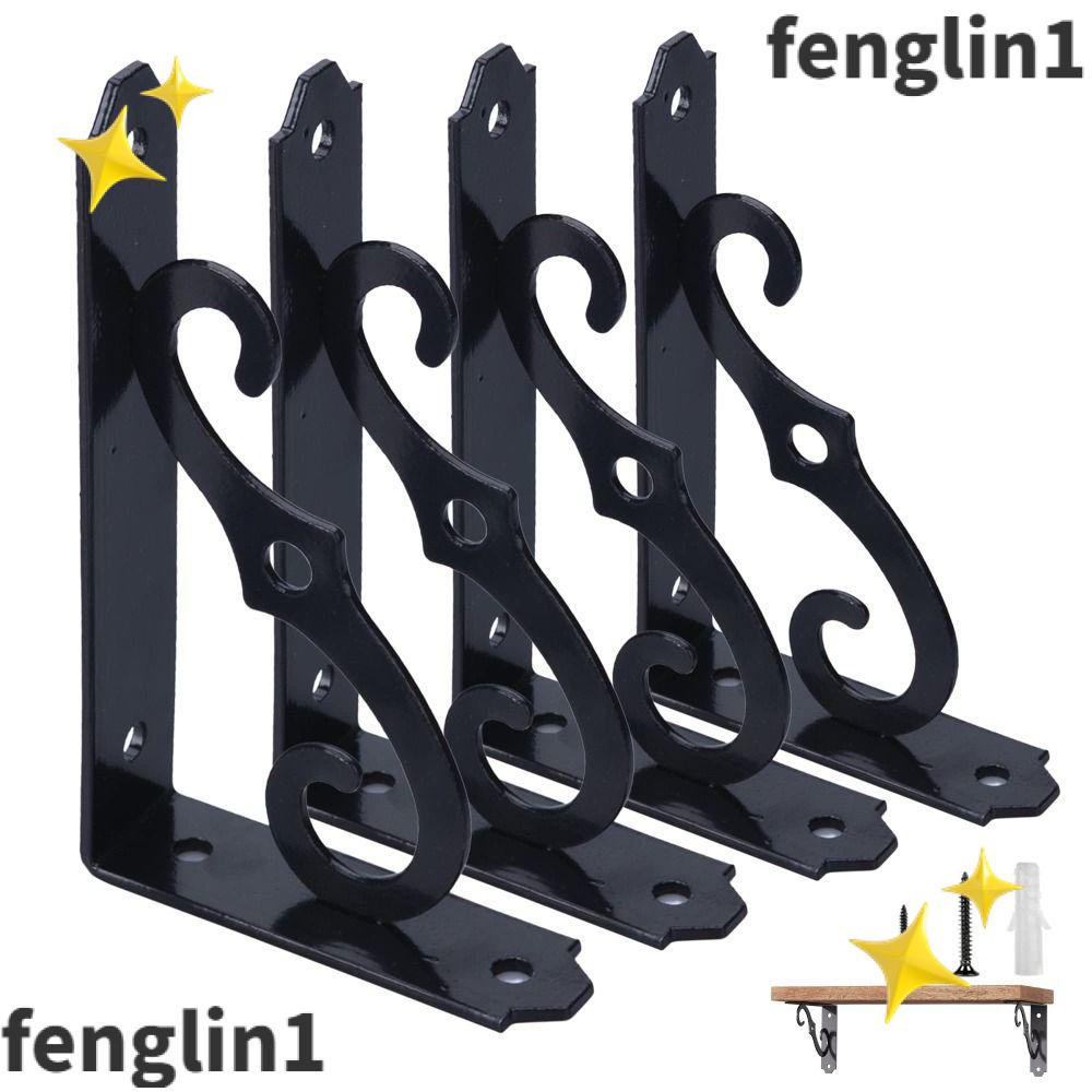 FENG 4 Pack Shelf Brackets, 5 Inch with Screws L Bracket, Heavy Duty