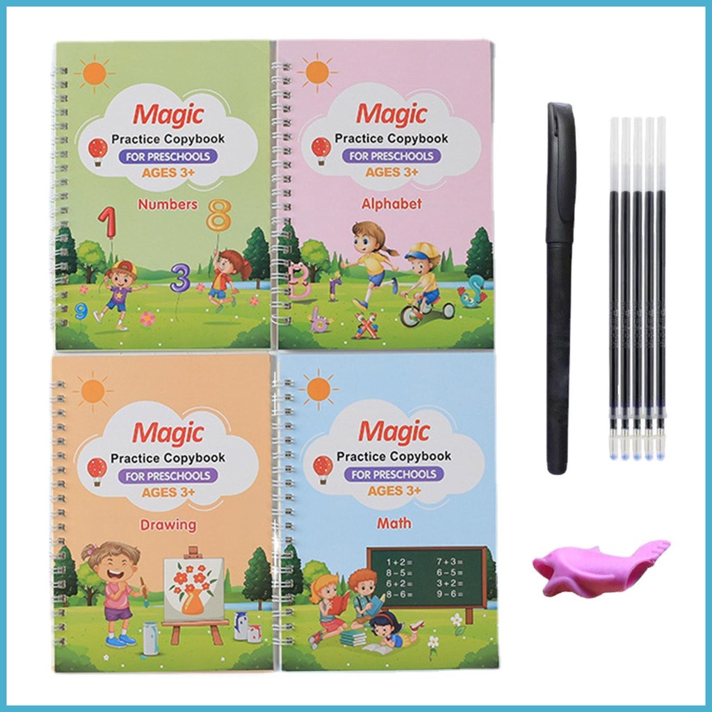 Kids Tracing Book Recyclable Erasable Tracing Books for Kids 4 Pcs