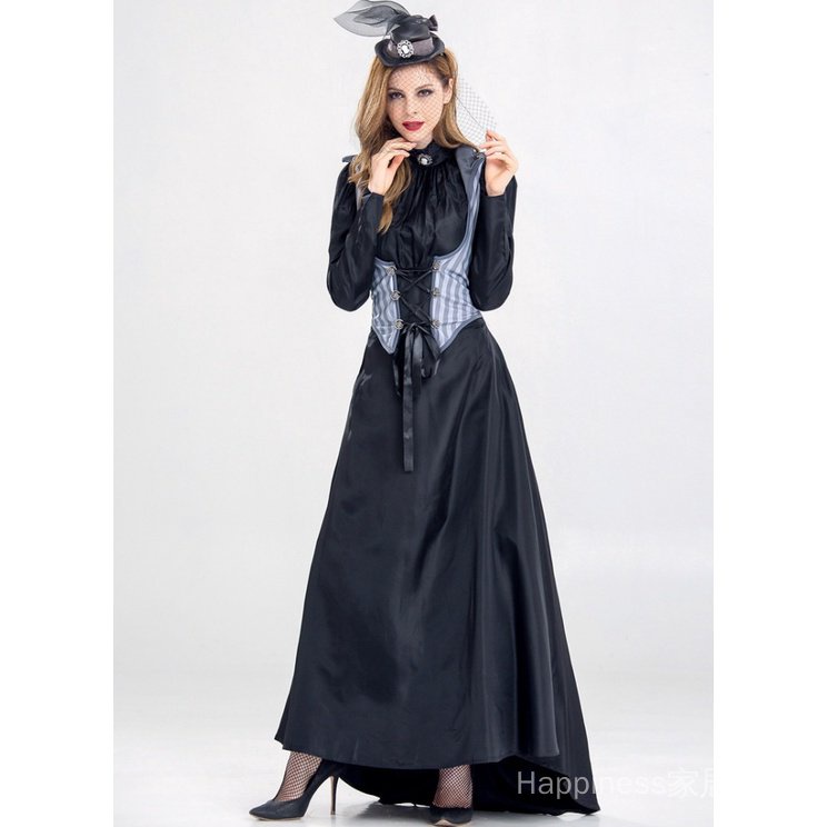 24 Hours Delivery Female Killer Costume Noble Princess Dress Black Long ...
