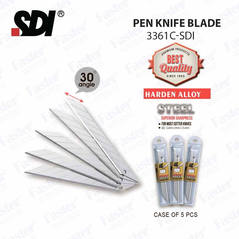 SDI Pen Knife Blades Harden Alloy Steel (380mm x 370mm x 250mm x 5 Pcs
