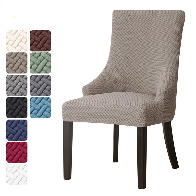 Small Armrest Dining Chair Cover Elastic Jacquard Fabric Chair Cover